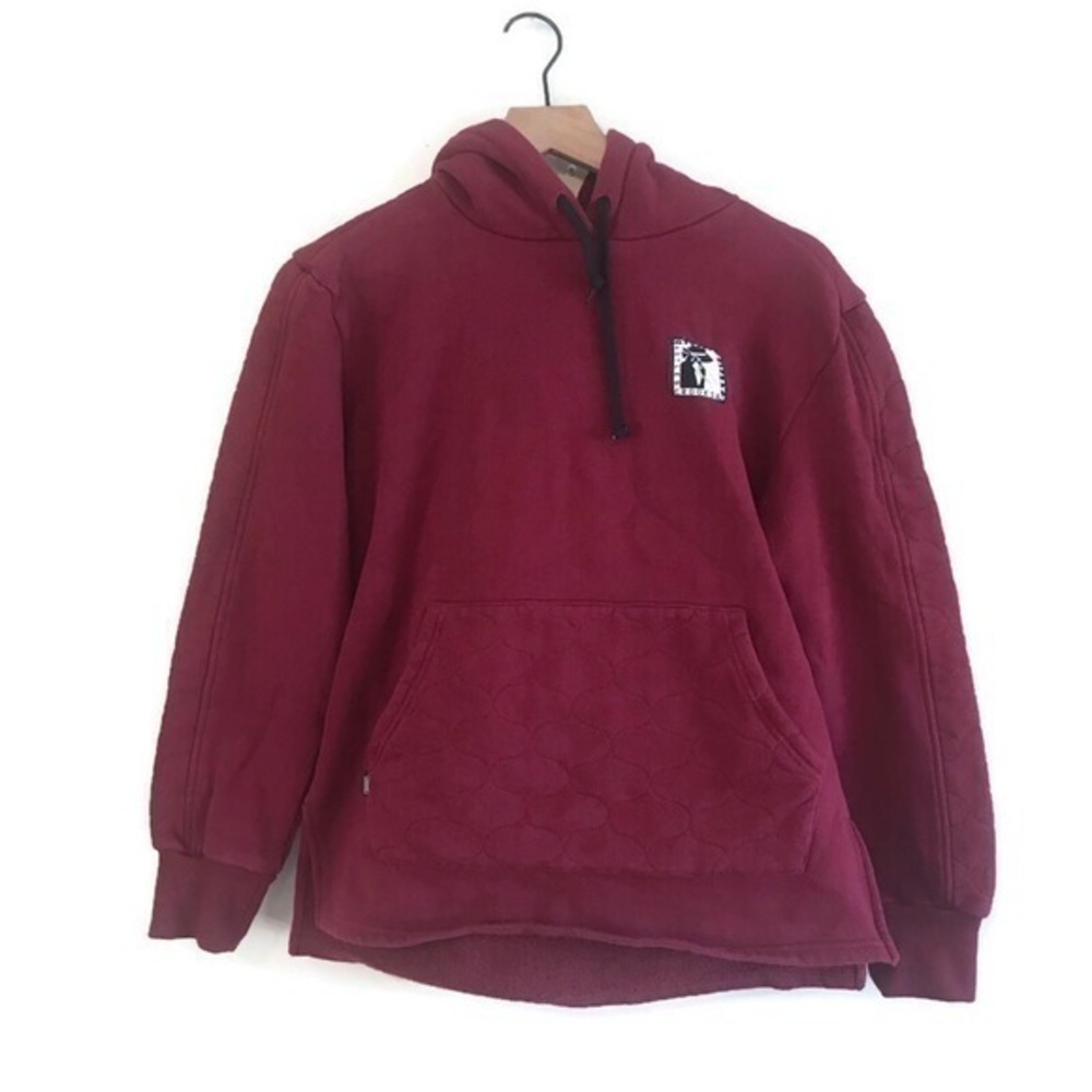 Crooks & Castles Burgundy Red Quilted Hooded Sweatshirt hoodie size Large